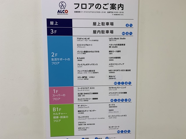 アルコ越谷ショッピングスクエアのフロアガイド