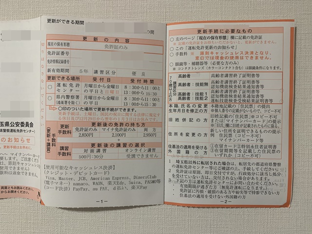 免許更新のはがき